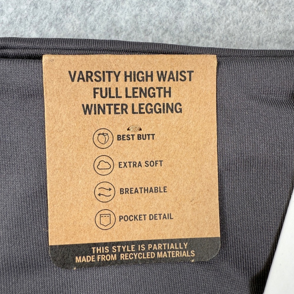 PINK Active Varsity High Waist Full Length Winter Leggings Medium Gray Cargo - Picture 7 of 7